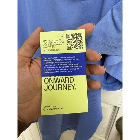 Landau Forward Curved Hem Tuck In V Neck Scrub Top Onward Journey Size 3XL - Picture 3 of 5